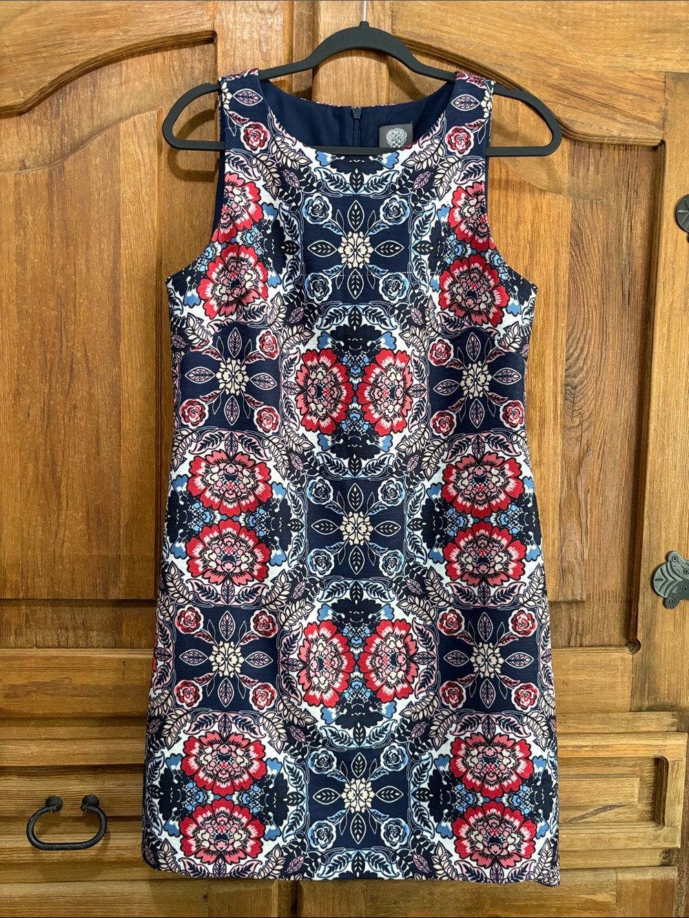 Vince Camuto Navy Mini Dress with Red and Cream Floral Print